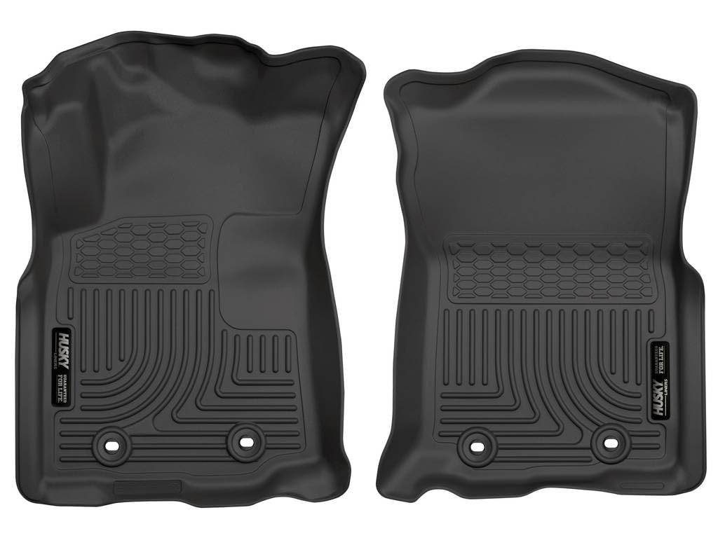 Husky Liners Floor Mats Weatherbeater | Fits 2018-2024 Toyota Tacoma, Double & Access CAB ONLY w/Auto Trans | Front Row, 2-pc Black - 13971