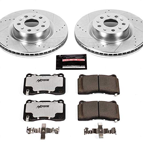 Power Stop K7777-26 Z26 Carbon Fiber Brake Pads Front with Drilled & Slotted Brake Rotors Kit For Cadillac CT6 2016-2017, Cadillac CTS 2014-2019 [Model Specific]