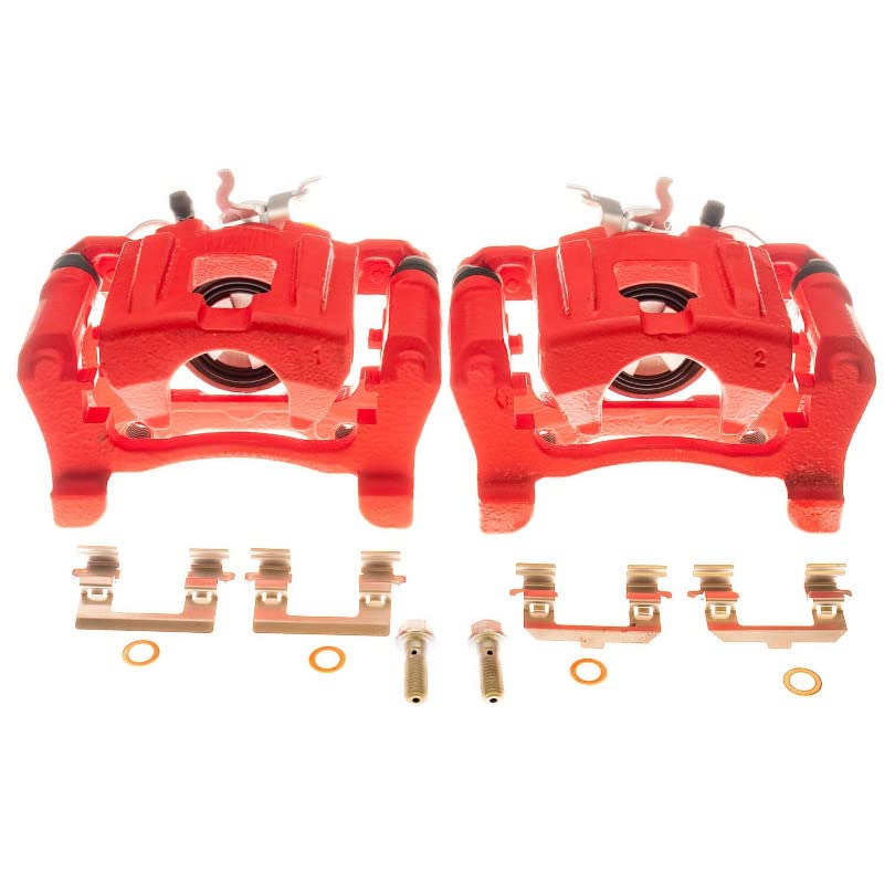 Power Stop S15030 Rear Pair of High-Temp Red Powder Coated Calipers For Ford Mustang 2015-2023 [Model Specific]