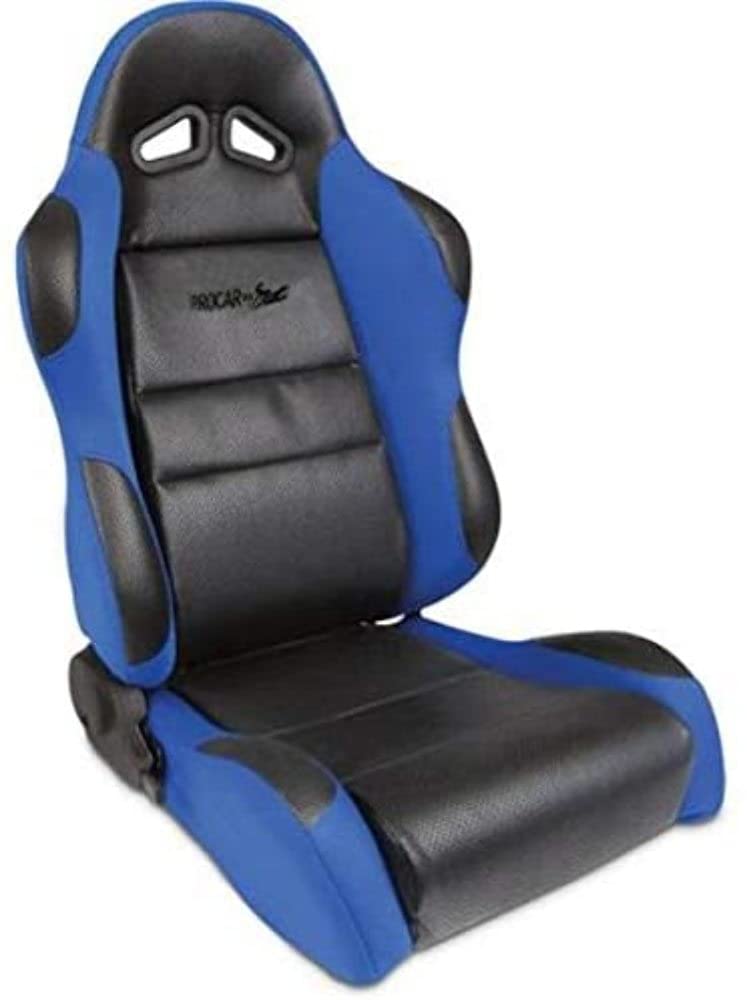 Black Vinyl ProCar by Scat 80-1605-65R Inside, Blue Velour Wings Bolsters Racing Sportsman Recliner Right Seat