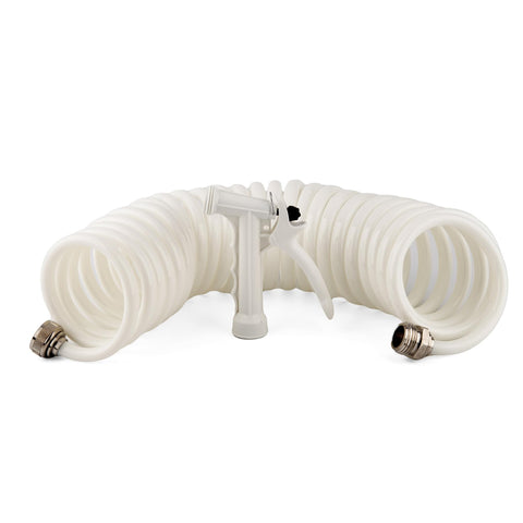Washdown Hose 25' with Pistol Grip Nozzle - White