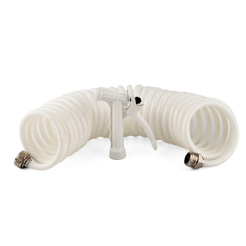 Washdown Hose 25' with Pistol Grip Nozzle - White