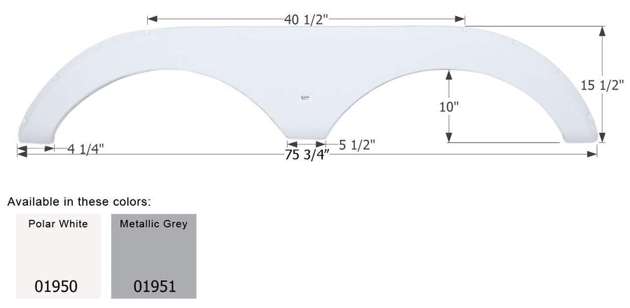 Fender Skirt ICON, Tandem, Carriage, FS1950, Polar White