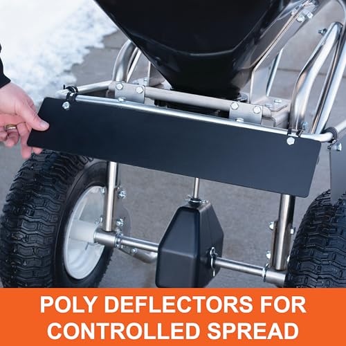 Commercial Push Spreader, 70 lb Capacity of Rock Salt, Ice melt, Fertilizer, Grass Seed, TerraKing