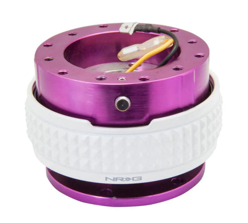 NRG Innovations Gen 2.1 NRG-SRK-210PP-GL Race Steering Wheel Quick Release Kit Adapter Purple Body/Glow in the Dark Pyramid Ring, 6x70 and 6x74mm Bolt Patterns