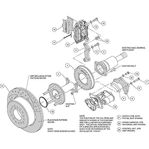 Wilwood Rear EPB/FDLI Kit 12.19in. Made for and Compatible with the Big Ford - Red