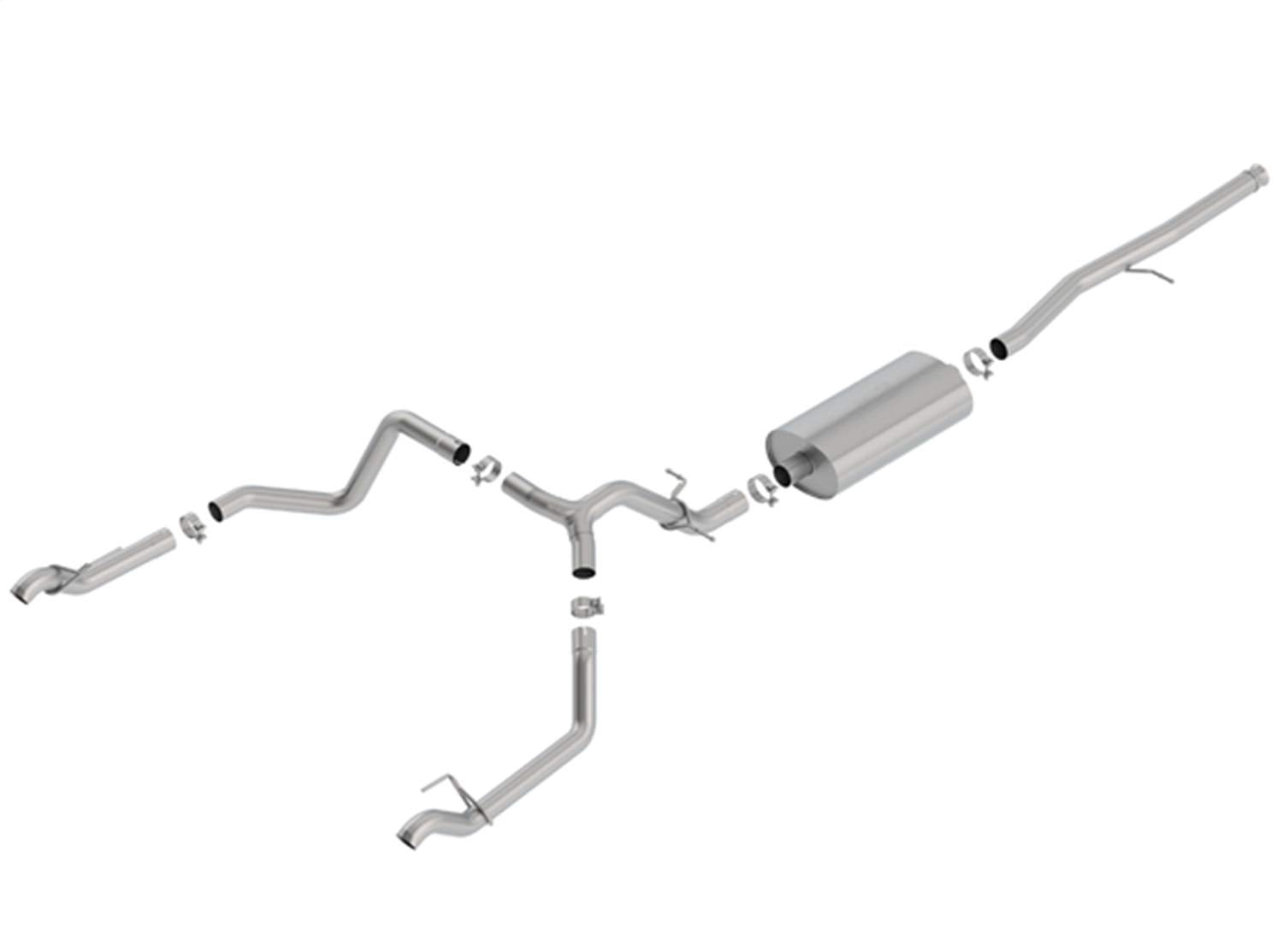 BORLA Cat-Back 140767 for '19-'23 Chev. Silv. 1500/GMC Sierra 1500 5.3L AT 2 & 4WD Ext. Cab 6' 7" Bed/Crew Cab 5' 9" Bed. Incl. T.B.. O.E. Rear REUSE Factory Tips. Adapt. 60708 Crew Cab 6' 7" Bed