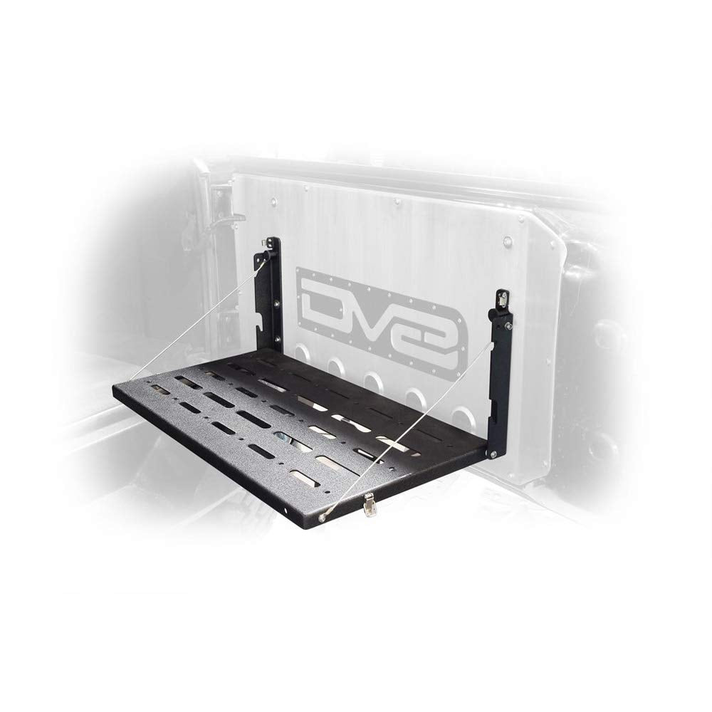 DV8 Offroad Trail Table 2007-2018 Jeep Wrangler JK fits | Can Hold Up to 100 lbs | Mounts to Tailgate | Convenient Work Space | Fold Up Design | Black Finish