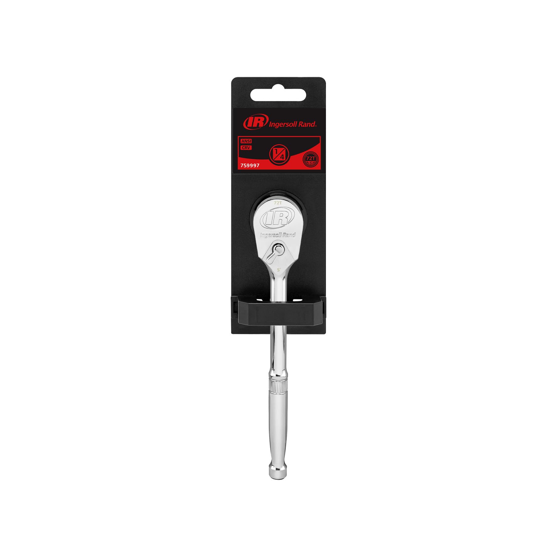 1/4-Inch Drive Ingersoll Rand Ratchet Handle, 72-Tooth, Chrome Vanadium Steel, Mirror-Polish Finish, Sealed Head, Spiral-Machined Ergonomic Handle – 759997