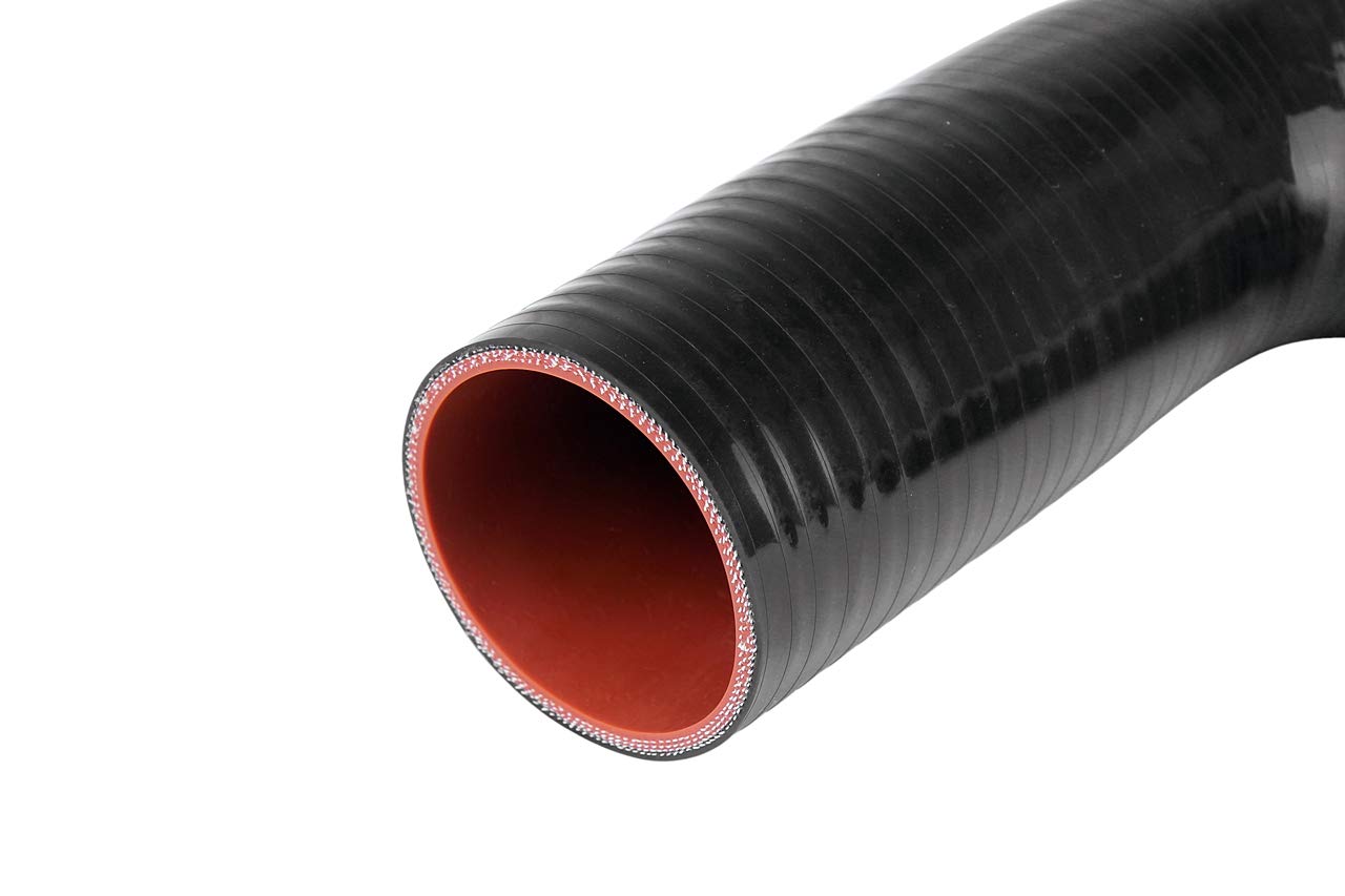 HPS High Temp HTSER90-325-400-BLK 4-ply Reinforced Silicone 90 Degree Elbow Reducer Hose, 30 psi Maximum Pressure, 5" Leg Length on each side, 3-1/4" - 4" ID, Black