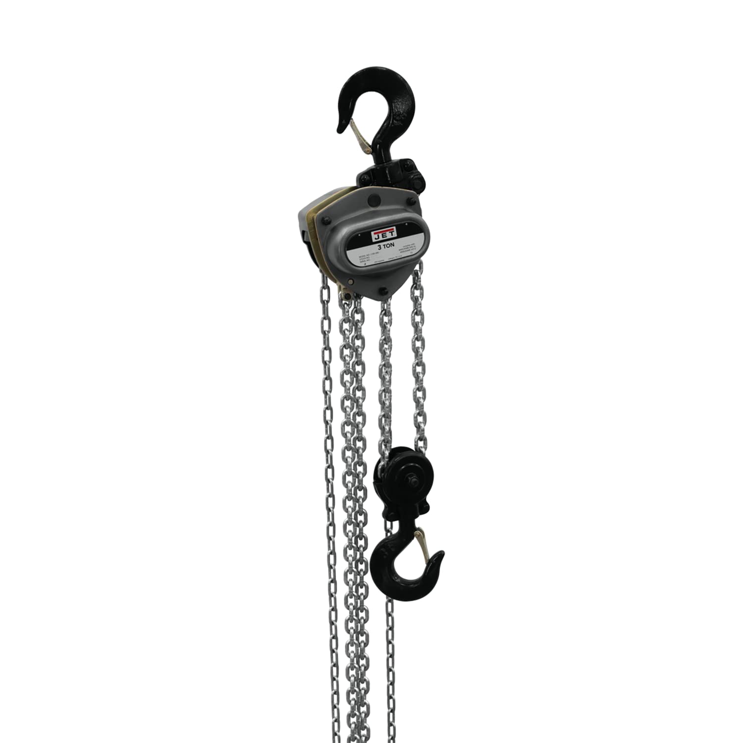 3-Ton JET Hand Chain Hoist, 20' Lift, Overload Protection (L-100-300WO-20)