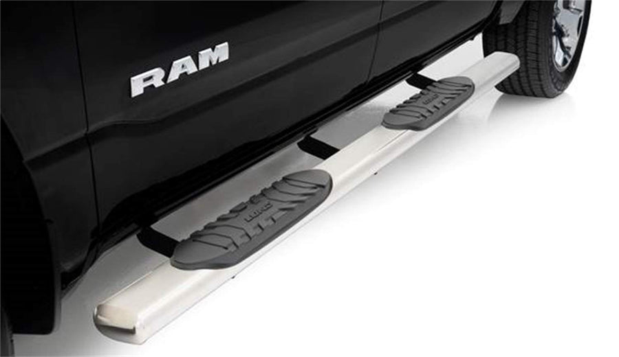 5" Oval Straight RealTruck Polished Stainless Steel Nerf Bars for 2019 Ram 1500 w/Quad Cab
