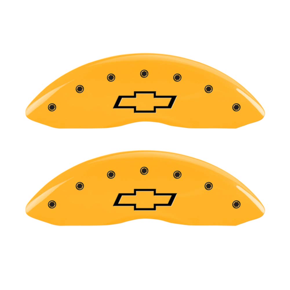 MGP Yellow Powder Coat Finish Caliper Covers 14250SMGPYL, Black Characters, Set of 4