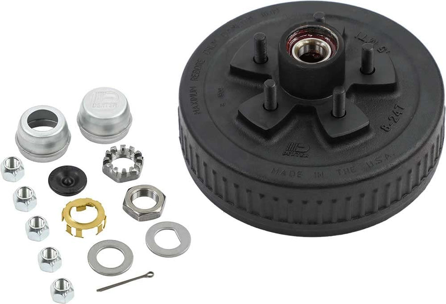 Trailer Hub-Drum Kit Dexter Pre-Greased 3.5K Axle 5-4.50 Bolt Center 1/2" Studs (K08-247-1G)