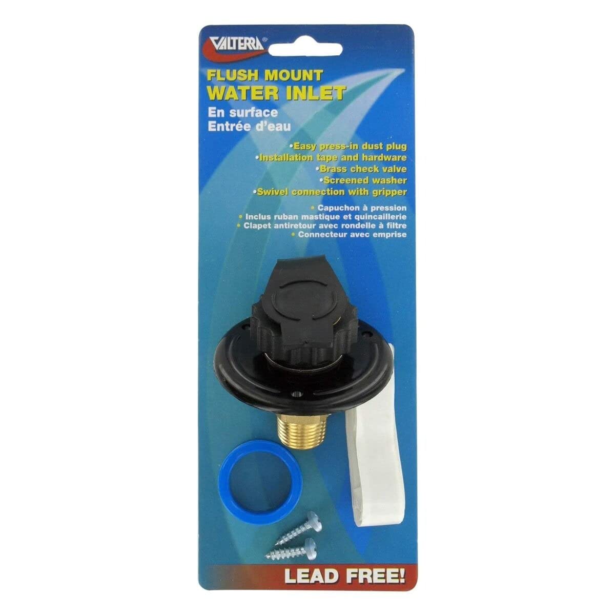 Valterra A01-0169LFVP Water Inlet Black Plastic Lead-Free Flange