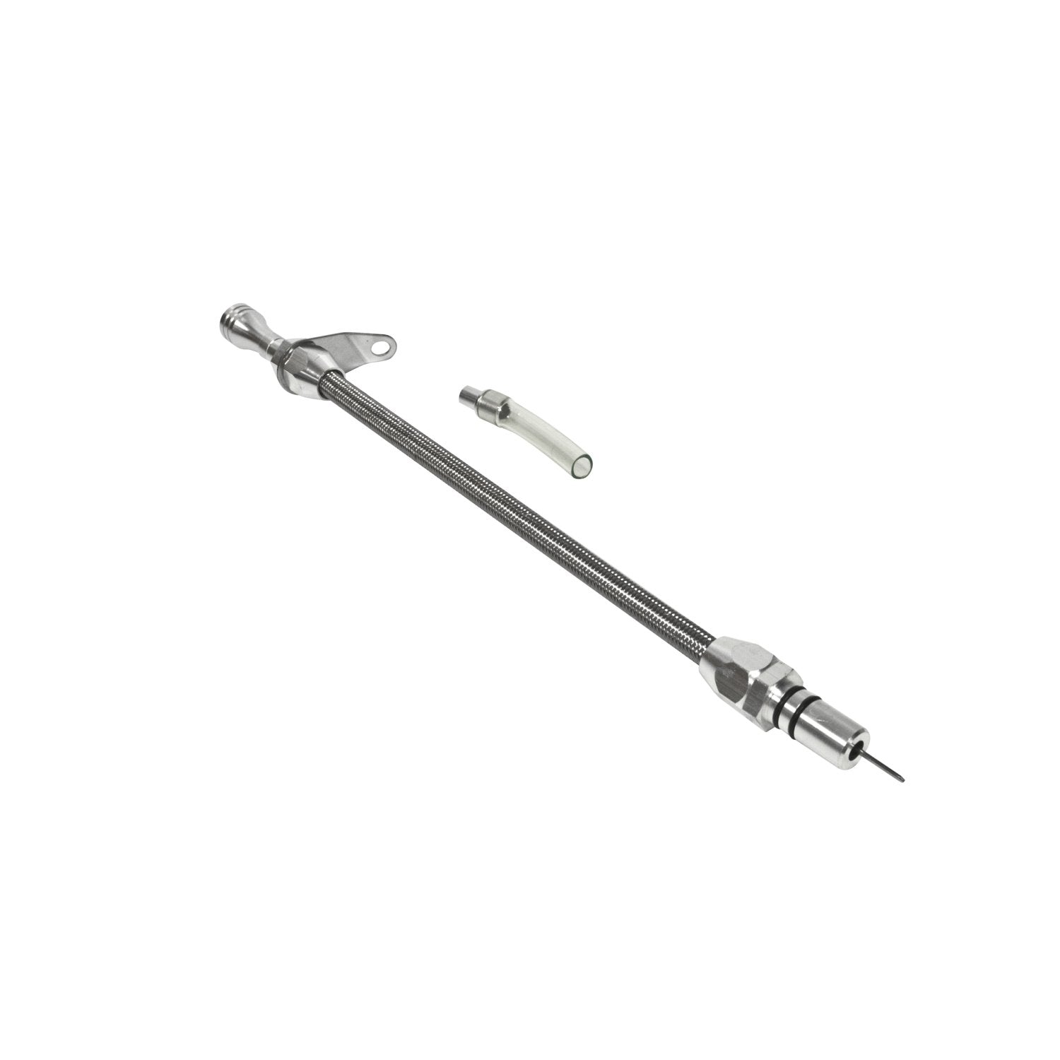 B&M 22166 Aluminum Braided Bell Housing Mount Transmission Dipstick for GM Turbo 400 Transmission