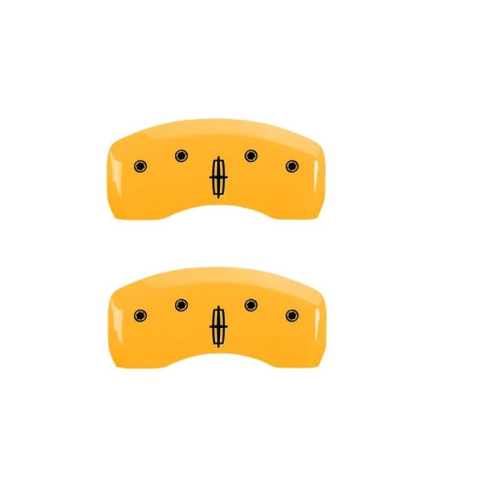 MGP Caliper Covers Yellow Powder Coat Finish 36023SLCNYL Black Characters Disc Brake Caliper Cover, Set of 4