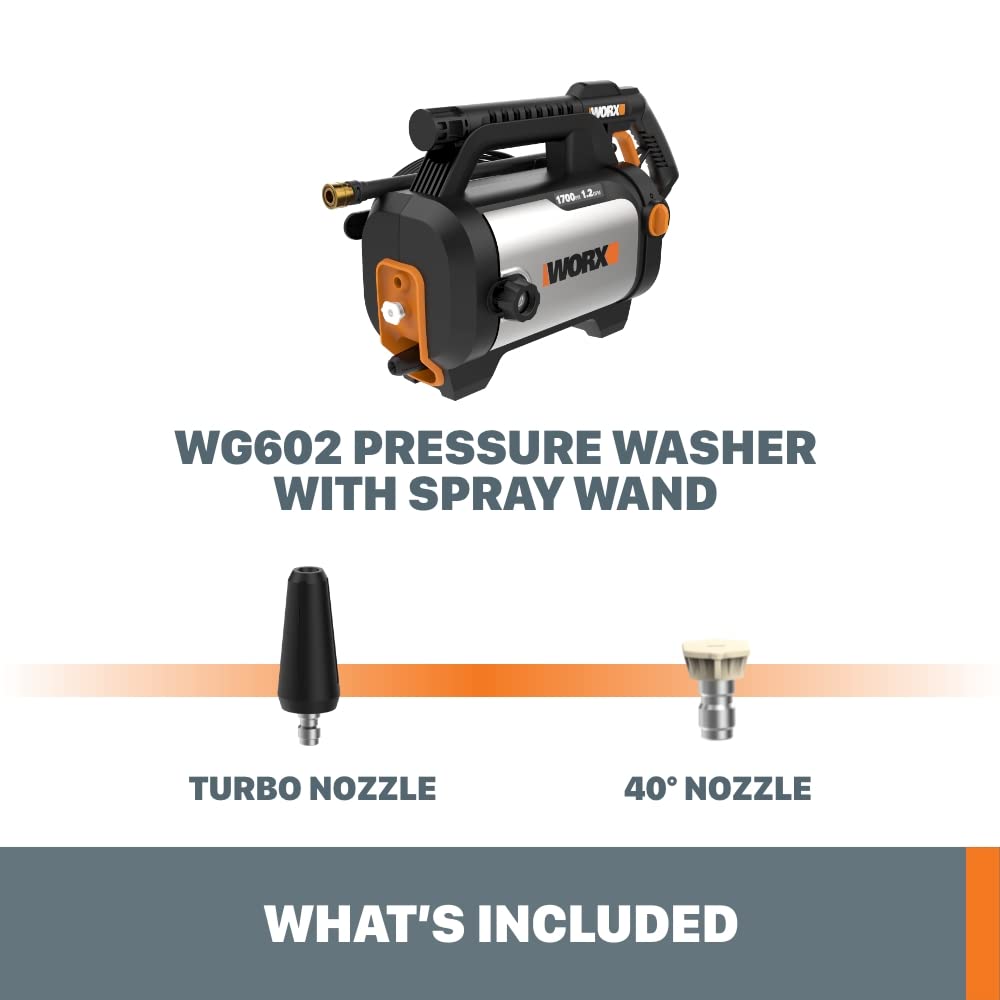 Worx Electric Pressure Washer 13 Amp Max 1870 PSI Max 1.4 GPM WG602