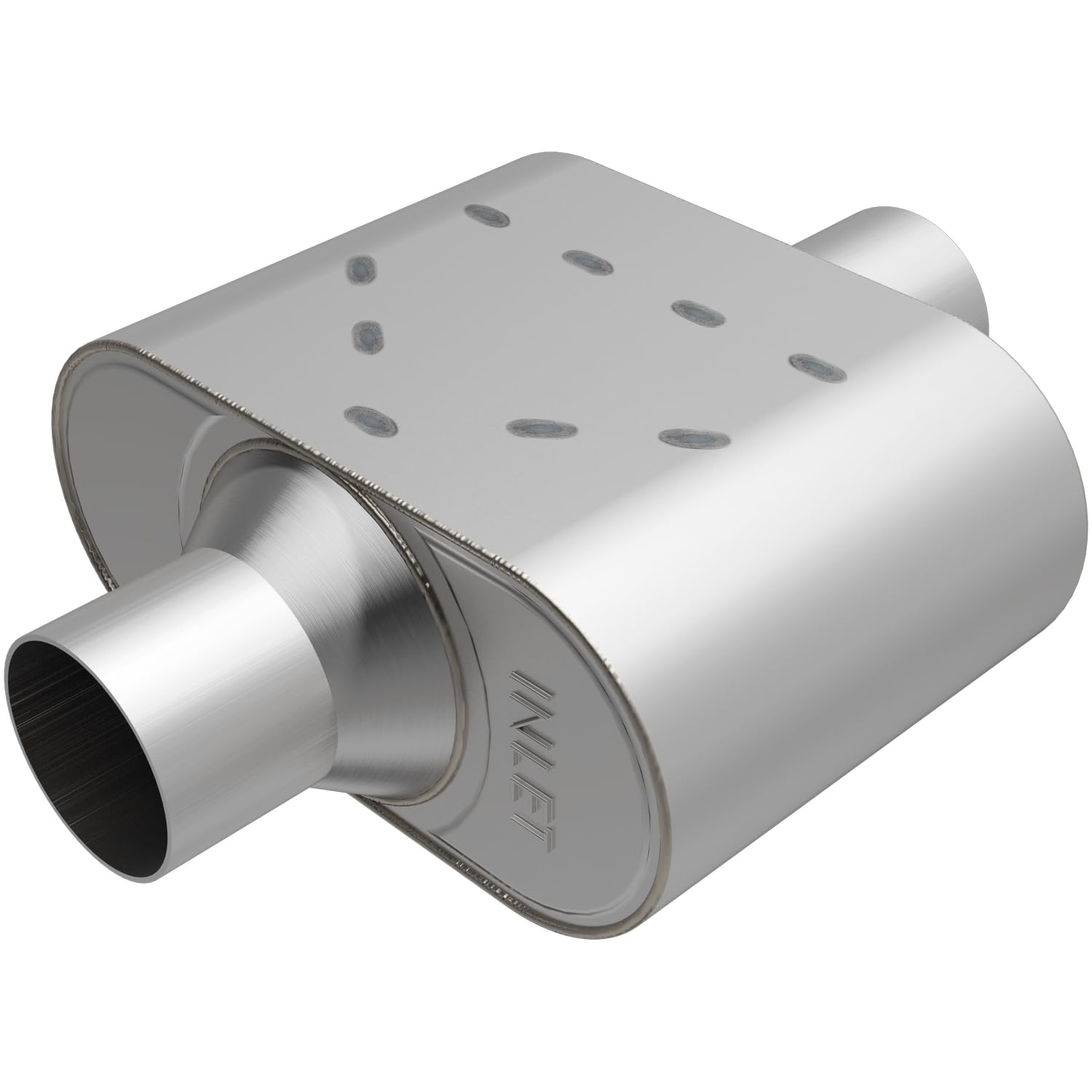 Exhaust Rumble Chambered Performance Muffler R37426: Center/Center, 2.5" / 2.5" Inlet/Outlet, 4.25 x 9.5 x 6.5 Oval, Stainless Steel, Classic American Muscle Sound