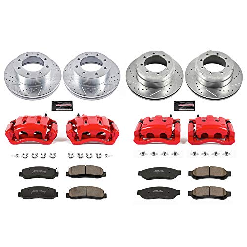 Power Stop Z23 KC5576 Evolution Sport Front & Rear Caliper Brake Kit- Brake Rotor, Carbon-Fiber Ceramic Brake Pads and Brake Caliper For Ford F-350 Super Duty 2011 [Model Specific]