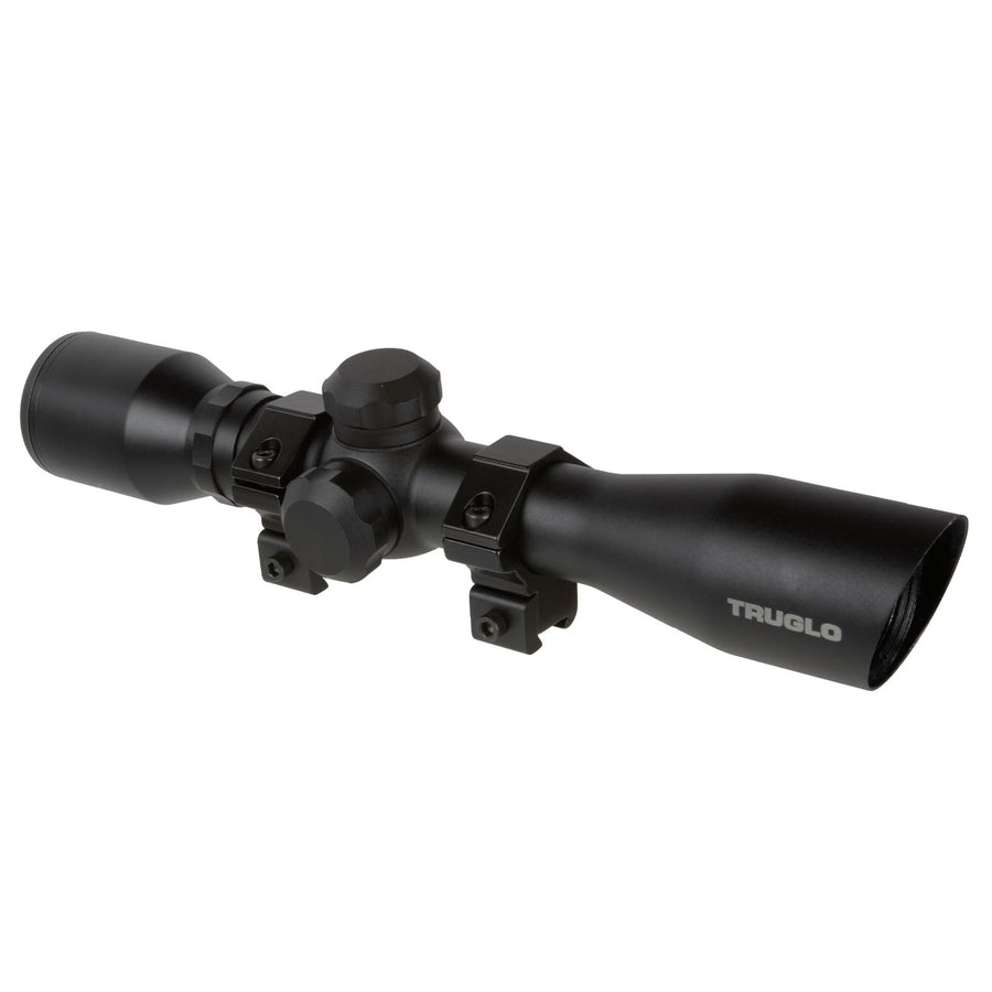 4x32MM TRUGLO Compact Tactical Hunting Shooting Durable Waterproof Fogproof Scratch-Resistant Aluminum Tube Duplex Reticle Riflescope with Weaver-Style 3/8 Mount & Lens Covers Included,Black