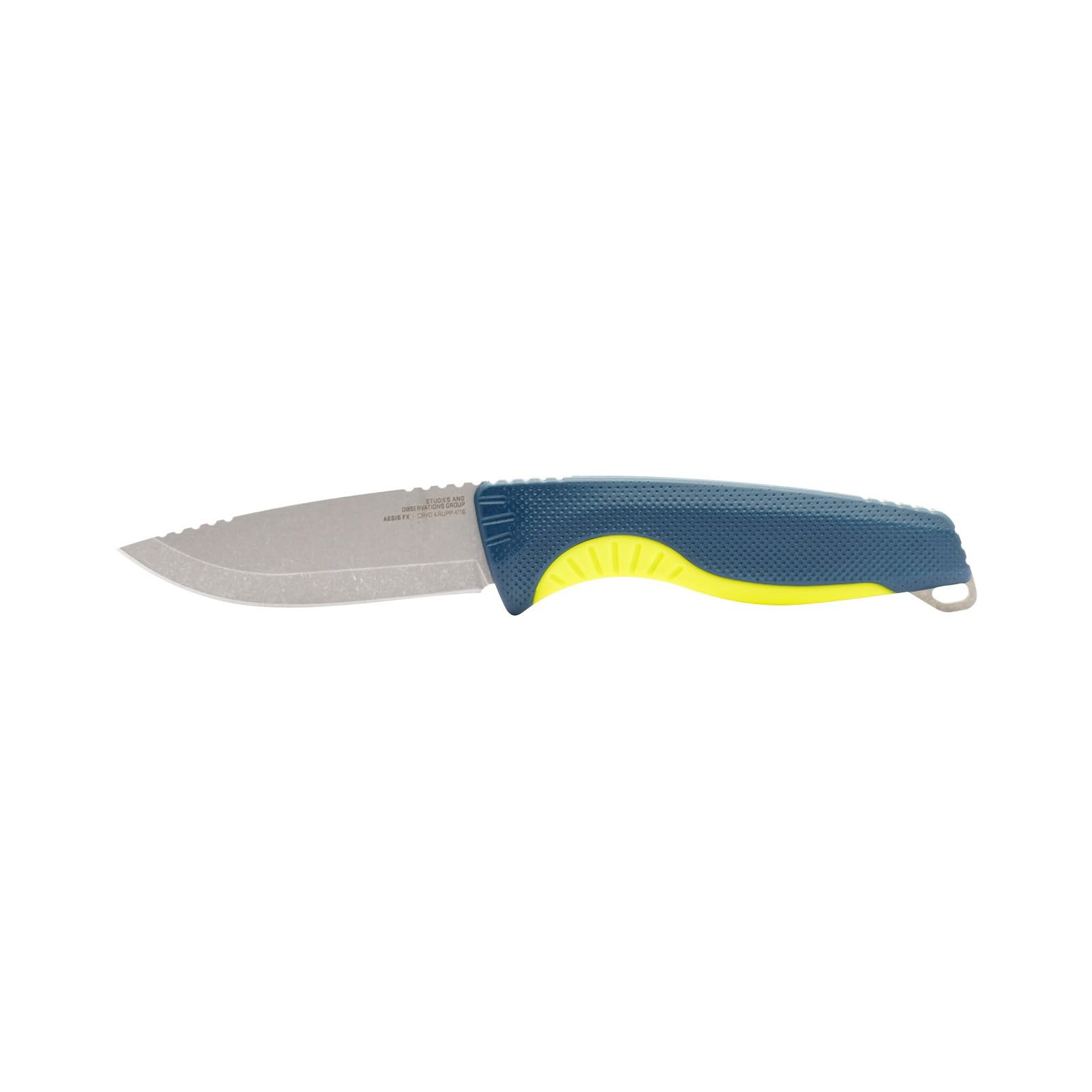SOG Aegis FX Outdoor Survival Fixed Blade Knife | CRYO 4116 Krupps Steel | GRN Rubber Handle | UMS Sheath, Indigo/Acid Yellow