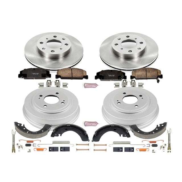 Power Stop Autospecialty KOE15085DK Front and Rear Replacement Brake Kit-OE Brake Drums & Ceramic Brake Pads For Honda Civic 1996-2000 [Model Specific]