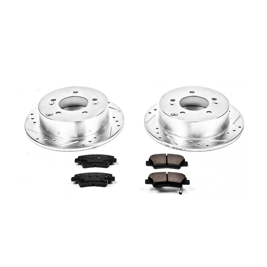 Power Stop K5395 Z23 Carbon Fiber Brake Pads with Drilled & Slotted Brake Rotors Kit For Hyundai Sonata 2009-2010 [Model Specific]
