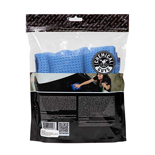 Chemical Guys MIC708 Microfiber Towel Waffle Weave Glass and Windor, Great for Cars, Trucks, SUVs, RVs & More, Blue (24"x16")