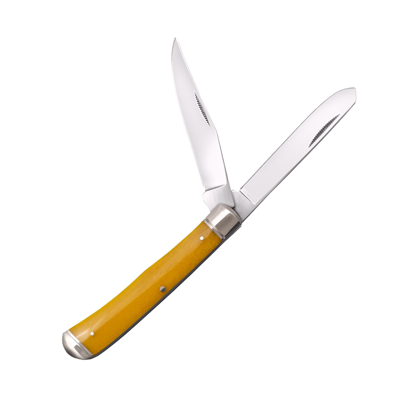 Cold Steel Trapper Folding Knife Versatile Practical Durable Reliable Compact Pocket - 2 Blades; Yellow Bone Handle; Slip Joint Lock