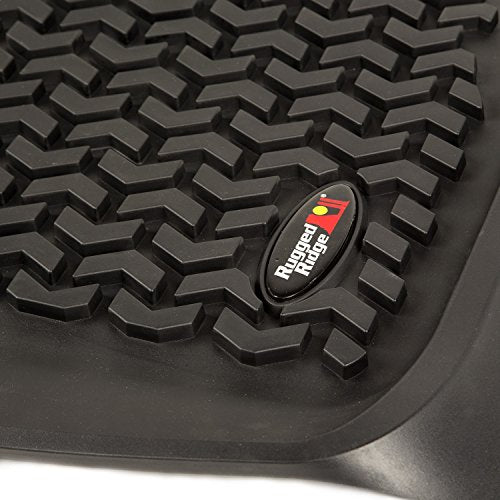 Front Floor Liners Rugged Ridge for Ford F-250/F-350/F-450 | Black | 82902.40 | Fits 2017-2020 Ford F-250/F-350/F-450/F-550 Regular Cab/Extended Cab/SuperCrew Cab