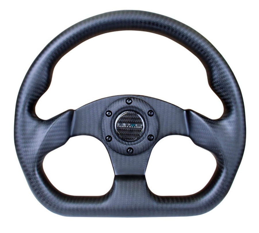 NRG Innovations Steering Wheel NRG-ST-009CF-MB - Matte Black CARBON FIBER STEERING WHEEL 320mm FLAT BOTTOM