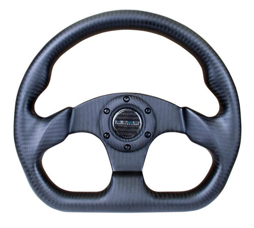 NRG Innovations Steering Wheel NRG-ST-009CF-MB - Matte Black CARBON FIBER STEERING WHEEL 320mm FLAT BOTTOM