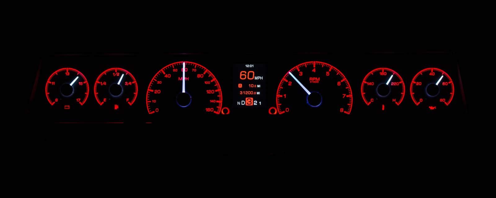 Dakota Digital 66-67 Customizable Gauges Kit Chevy Nova Black HDX-66C-NOV-K