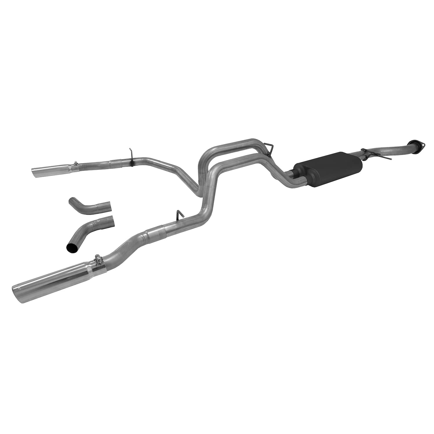 American Thunder Flowmaster 17435 Cat-Back Exhaust Kit Dual 2.5 Inch Aluminized Steel 3 Inch Stainless Tips Compatible with 1999-2007 Classic Chevy Silverado GMC Sierra 1500 4.8 5.3L Std Cab Short Bed