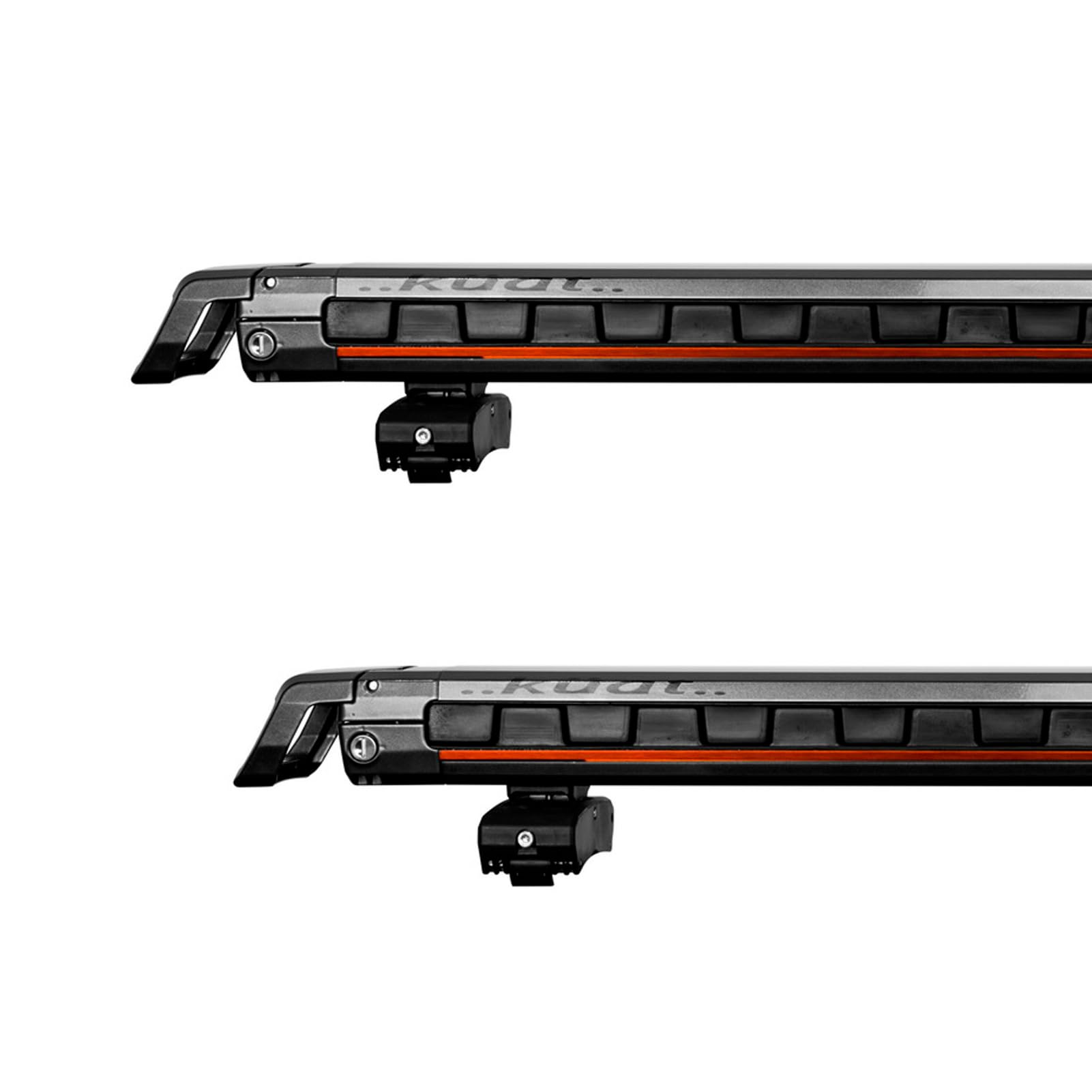 Grip 6 KUAT Durable Universal Car SUV Rooftop Crossbars Mounted Winter Sports Gear Hauling Transportation Slide-Out Locking Clamshell Rack, Fits 6 Skis/4 Snowboards - Gray Metallic with Orange Anodize