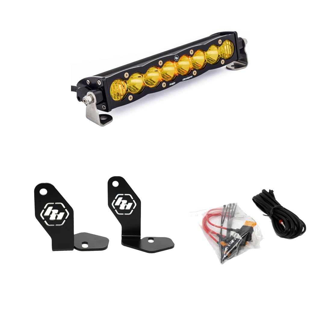 Baja Designs 10-Inch S8 LED Bar Hood Mount Light Kit for Polaris RZR Pro R UTV (Amber Lens)