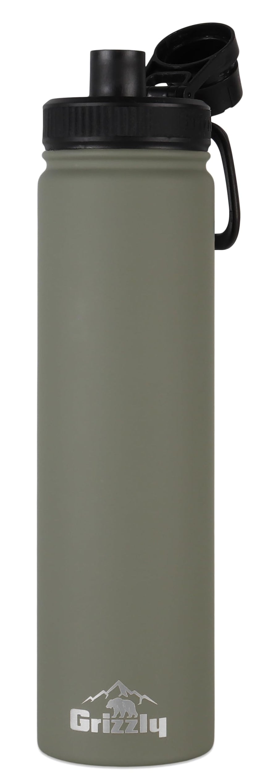 20oz Grizzly Water Bottle | Vacuum Insulated | Leak Resistant Lid | Stainless Steel | For Gym Hiking Beach Camping Sports | Lunar Green
