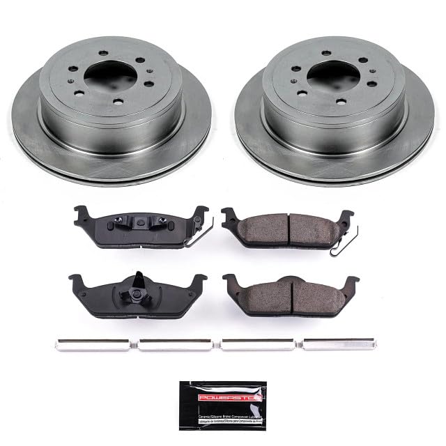 POWERSTOP Autospecialty KOE1950 Rear Replacement Brake Kit-OE Brake Rotors & Ceramic Brake Pads For 2004 2005 2006 2007 2008 2009 2010 2011 Ford F-150 Harley and 6 Lug | 2006-2008 Lincoln Mark LT