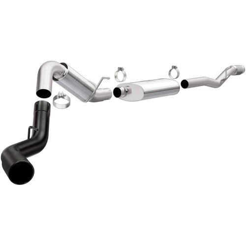 Cat-Back MagnaFlow Performance Exhaust System 19375 - Street Series, Stainless Steel 4in Main Piping, Single Passenger Side Rear Exit, Black Coated 5in Exhaust Tip - Truck Performance Exhaust Kit