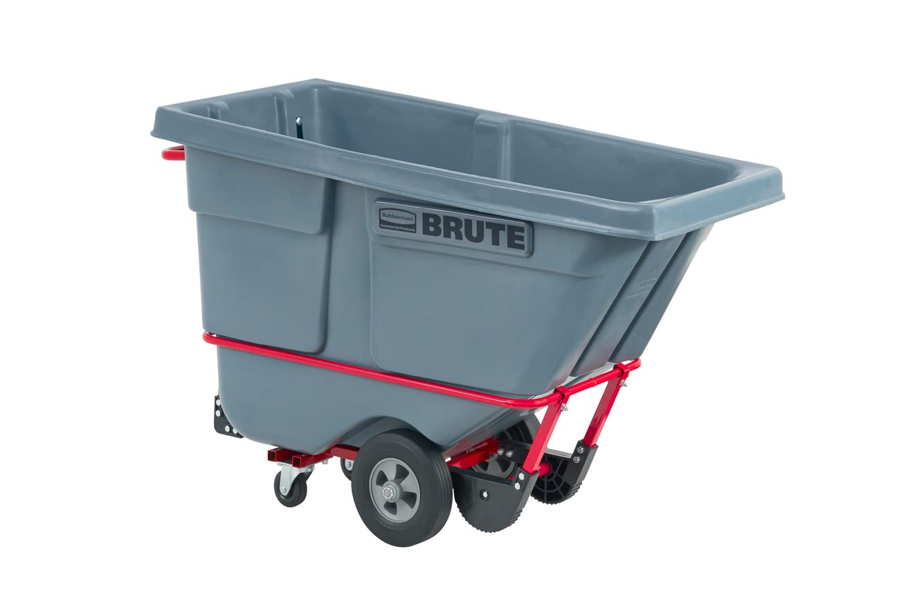 Rubbermaid Brute Dump Truck/Tilt Trash Cart/Garbage Collection/Recycling, 0.5 Cubic Yard, Heavy Load Capacity, 850 lbs., Gray, Distribution Centers/Warehouse/Manufacturing/Stadiums