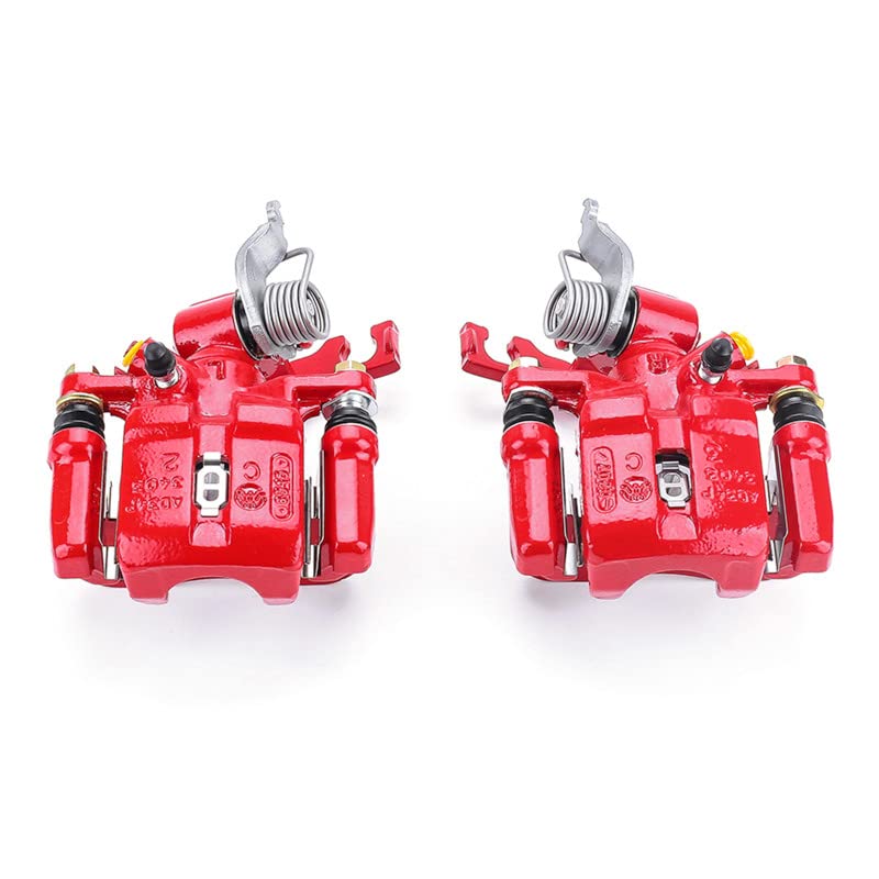 Power Stop S2088 Rear Pair of High-Temp Red Powder Coated Calipers For Honda Accord 1998-2002 [Model Specific]
