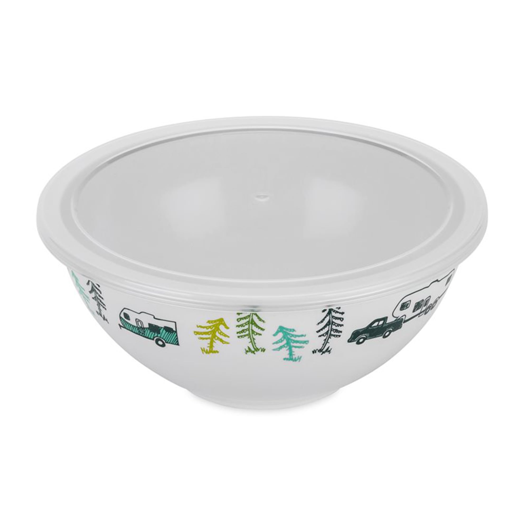 Nesting Bowl Set Camco with Lids - Features Life is Better at The Campsite Design - Camping Dishware Set Includes 4 Durable Melamine Bowls with 4 Plastic Lids - Camping Kitchen Essentials(53451)