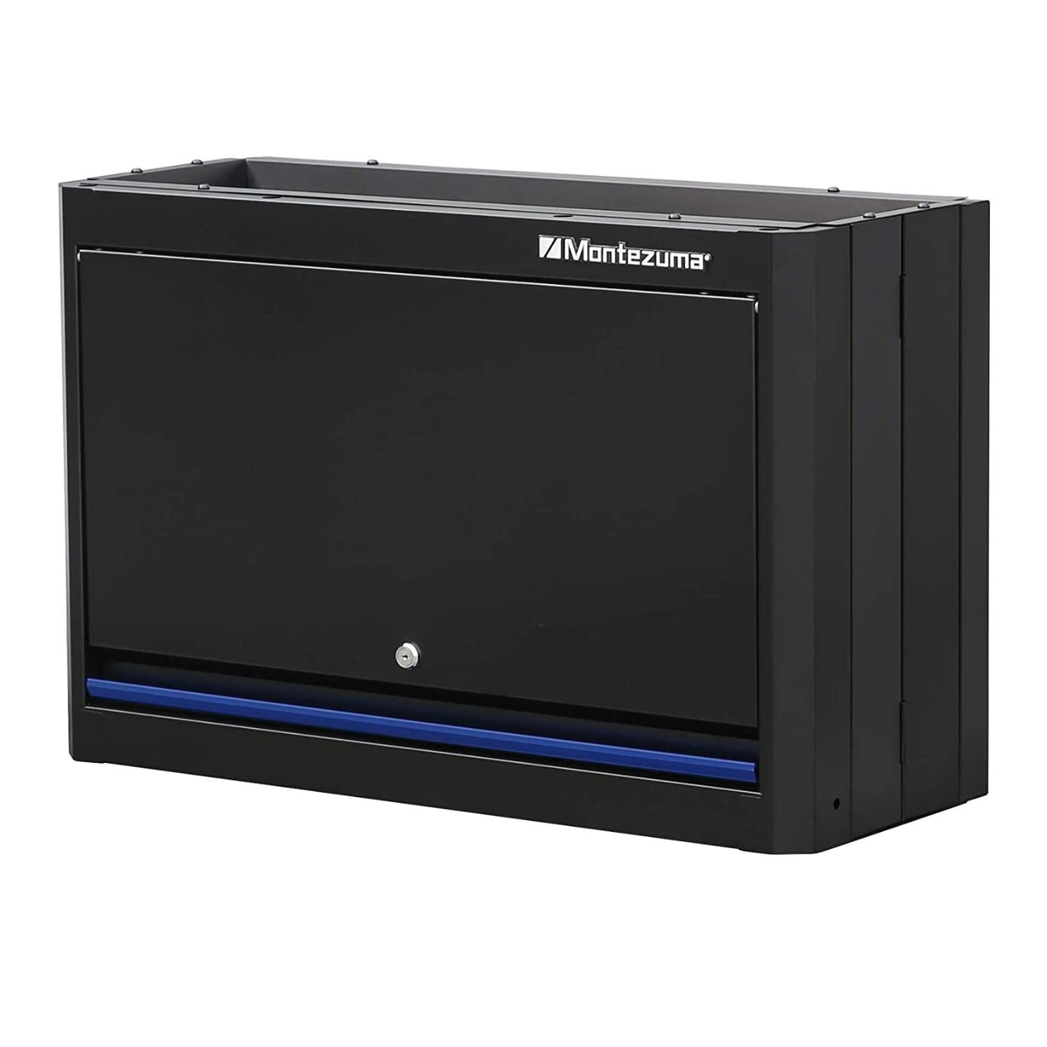 Montezuma Tool Storage Garage System - 30.5 x 12" Locking Single Door Wall Cabinet with Magnetic Latches & Black Powder Coat Finish - BKMG30201WC