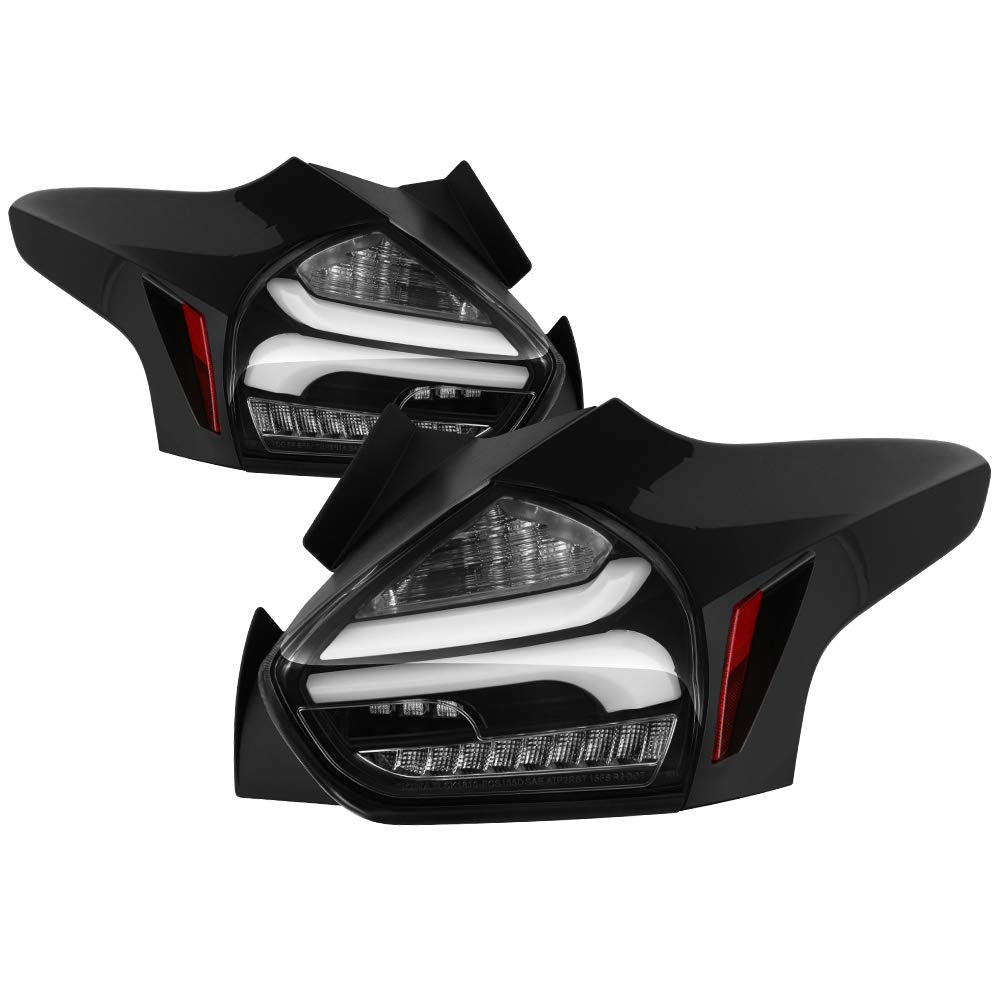 Ford Focus Spyder 5Dr Hatchback 15-17 LED Sequential Indicator LED Reverse LED Tail Lights - Black