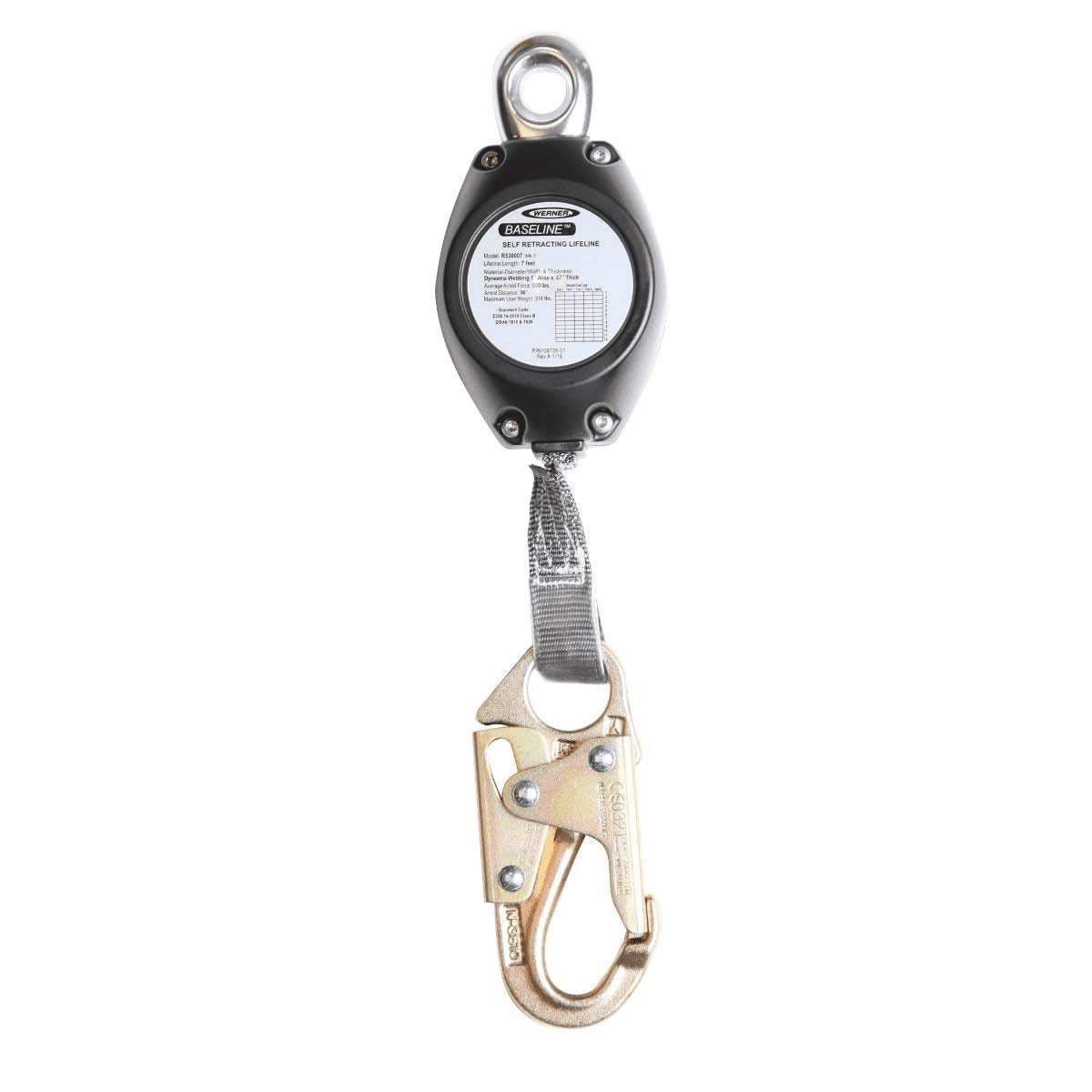 7-Foot Werner R530007 Baseline Web Self-Retracting Lifeline, 1per Pack