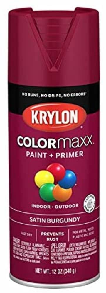 Krylon Satin Burgundy ColorMaxx Paint + Primer, 12 oz., Pack of 6, 5560