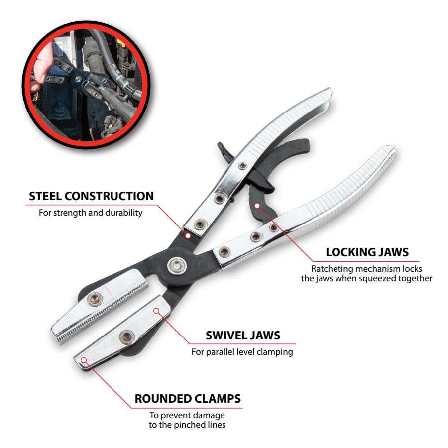 10" Hose Pinch-Off Pliers Performance Tool W83207 - Ratcheting Mechanism for Precision Flow Control