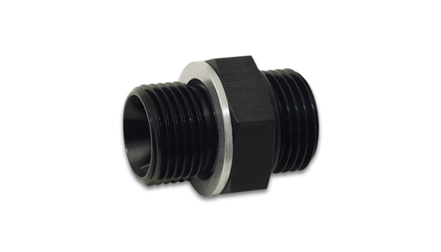 Adapter – Fitting – Straight – 6 AN Male O-Ring to 18 mm x 1.500 Male – Crush Washer Included – Aluminum – Black Anodized – Each