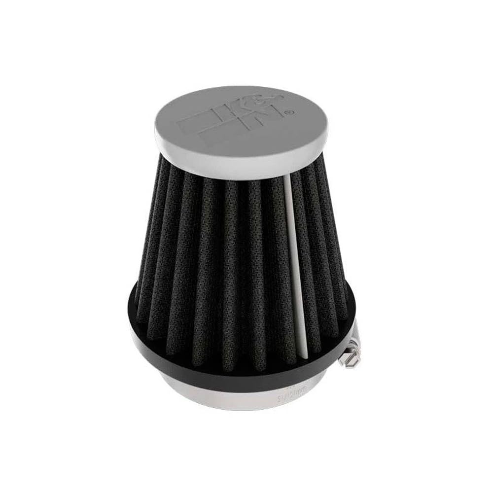 Dryflow K&N Lifetime Universal Clamp-On Air Filter: Dry Synthetic, Washable: Flange Diameter: 1.938 In, Filter Height: 3.0 In, Flange Length: 0.625 In, Shape: Round Tapered, RC-3122HBK